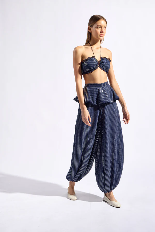 SEQUIN PEPLUM MAXI PANTS